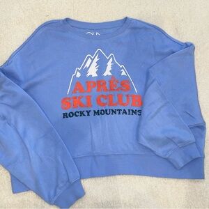 Blue Chaser Cropped Apres Ski Sweatshirt